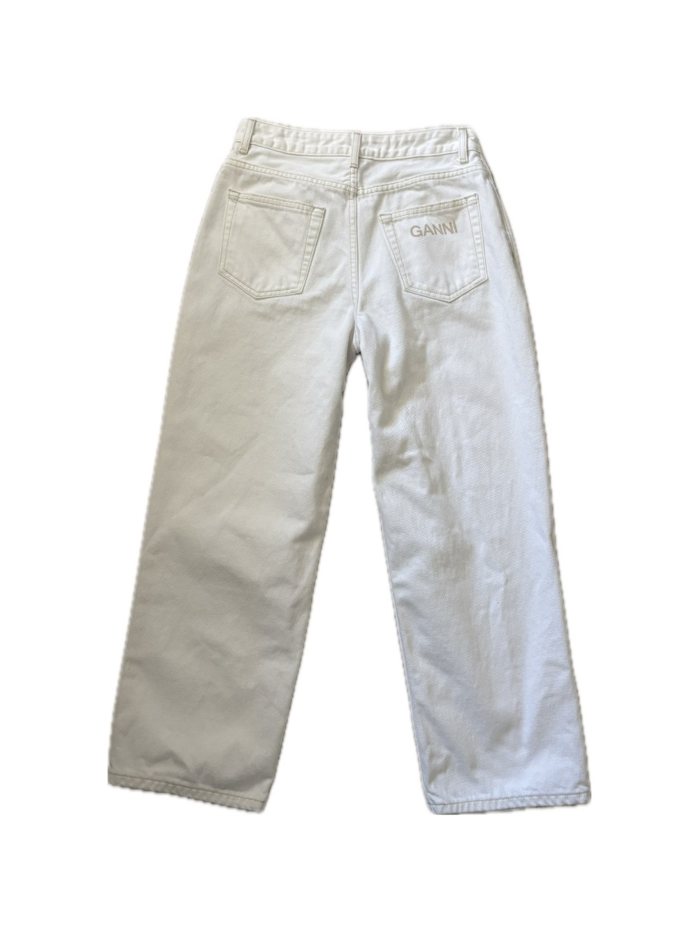 GANNI High-Waisted Cropped Wide-Leg Classic Denim Jeans Bright White Size 27